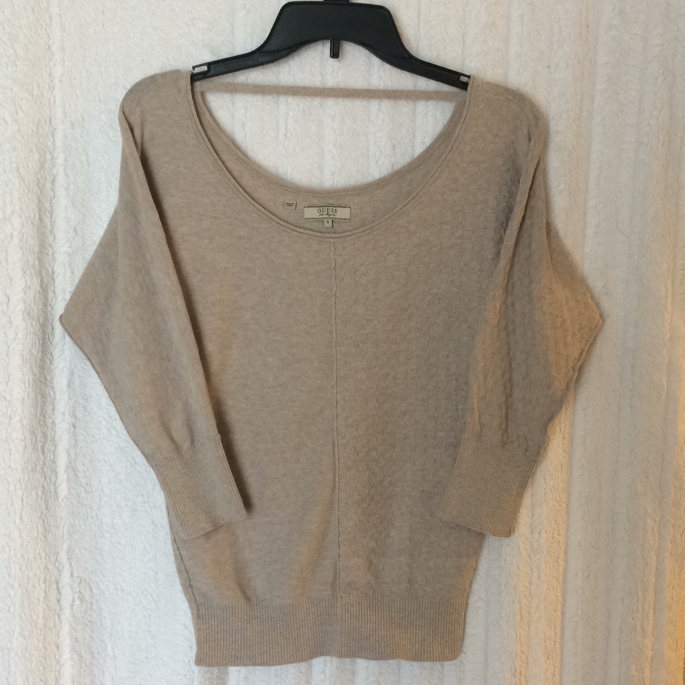 GUESS 3/4 Sleeve Mix Texture Sweater (S)